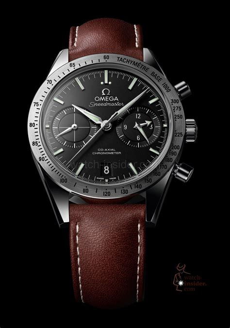 omega speedmaster with leather strap.